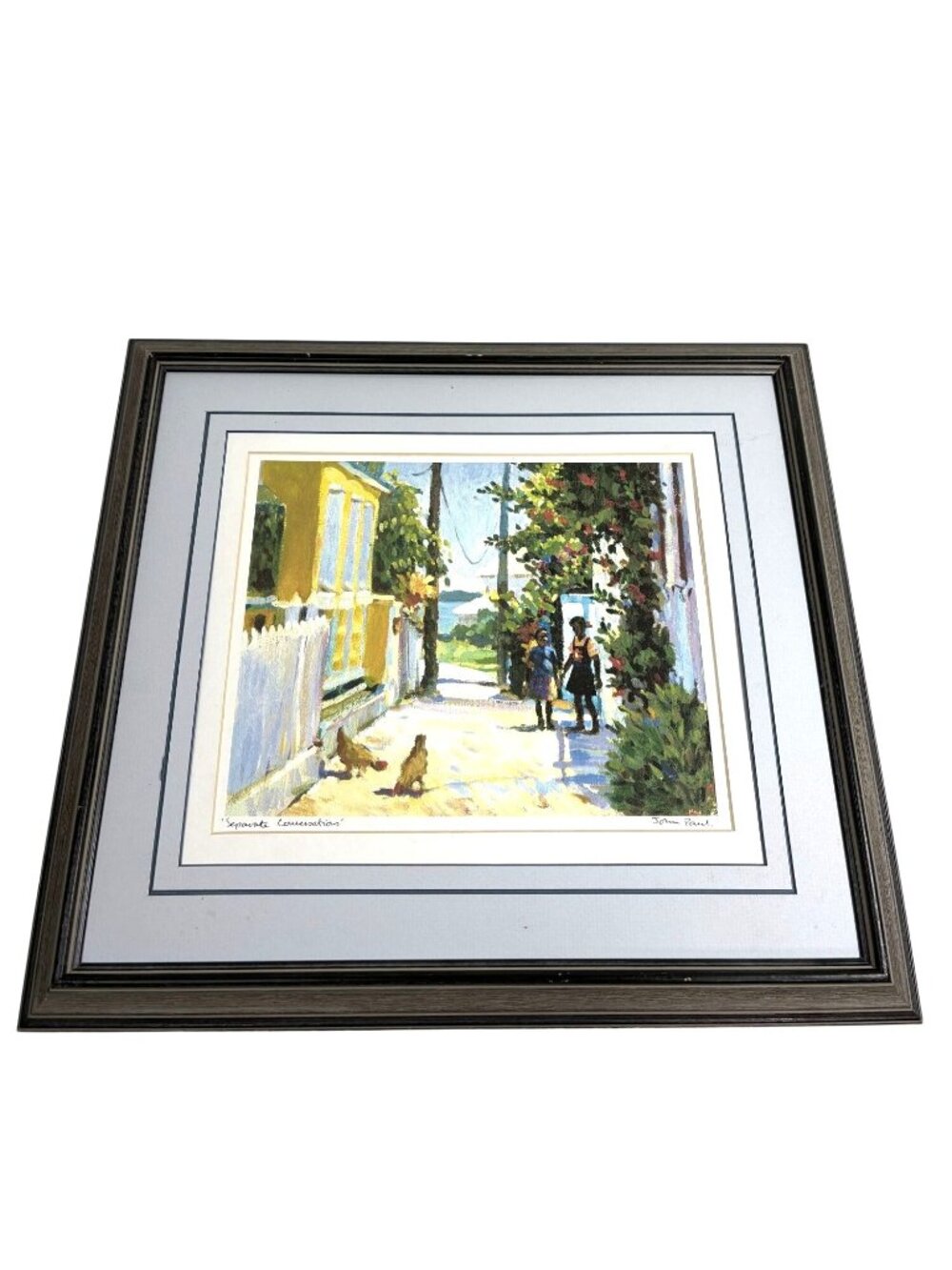 Separate Conversations By John Paul Framed Print 16"x14" Bahamian Art Signed Nas
